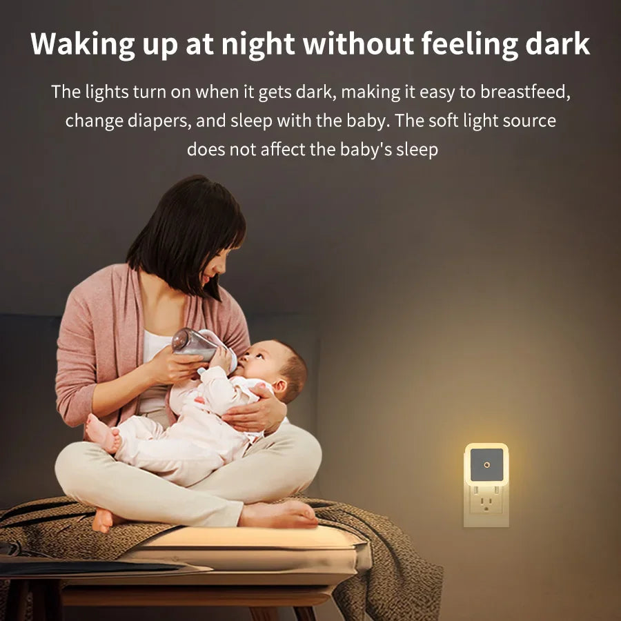 LED Night Light Smart Light Sensor Control 110-240V Plug in Wall Nightlight