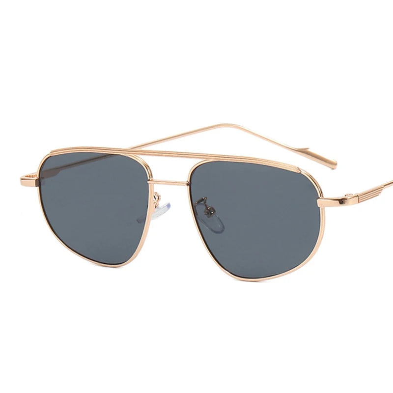Retro Alloy Vintage Small Metal Frame Pilot Punk Double Ridge Sun Glasses