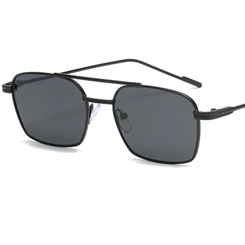 Unisex Double Beam Anti-UV Spectacles Ornamental Alloy Frame Sunglasses