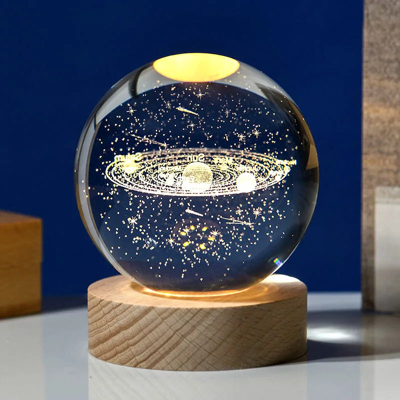 2025 NEW 3D Crystal Ball Light Carving Solar System Galaxy Valentine's Day/ Birthday Gift LED Luminous Planet Night Lights