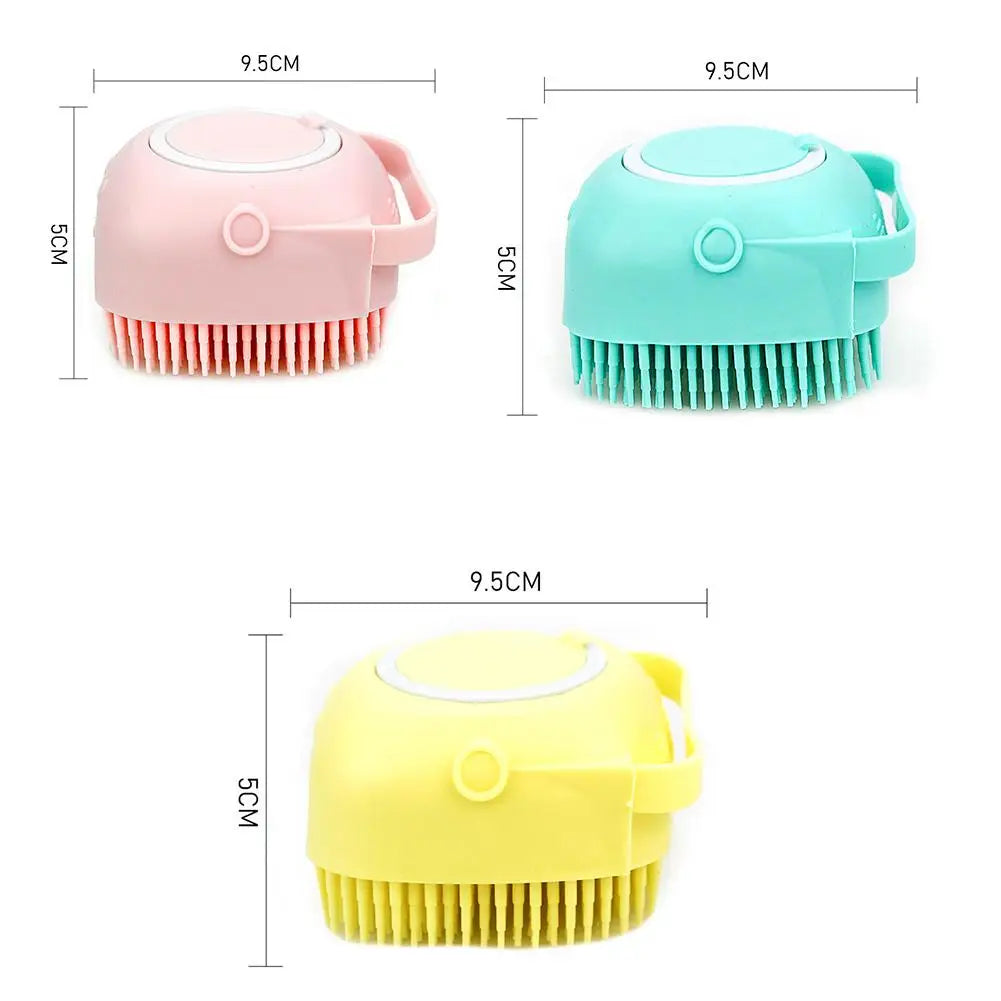 Pet Dog Shampoo Brush 2.7oz 80ml Cat Massage Comb Grooming Scrubber for Bathing Short Hair Soft Silicone Rubber