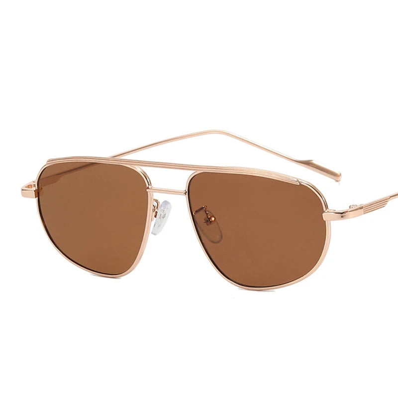Retro Alloy Vintage Small Metal Frame Pilot Punk Double Ridge Sun Glasses