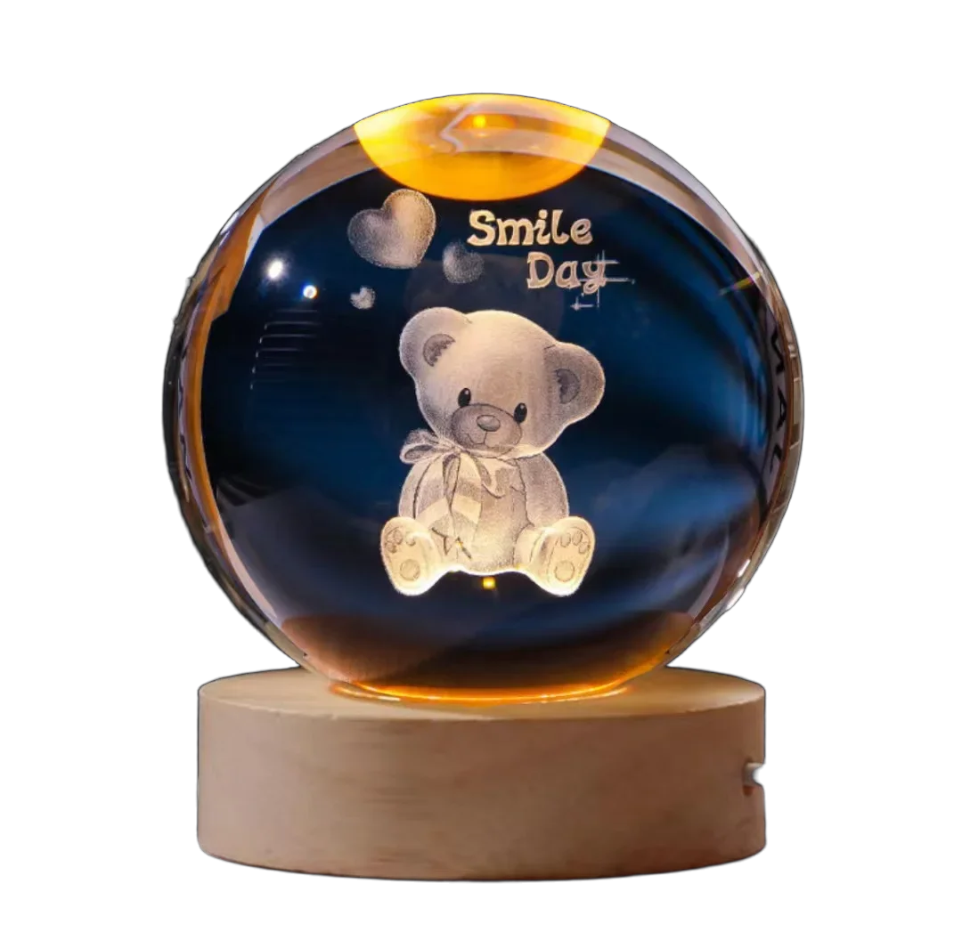 3D Crystal ball Night Light DIY Laser Engraved Solar System Globe Astronomy and More Desktop Decoration
