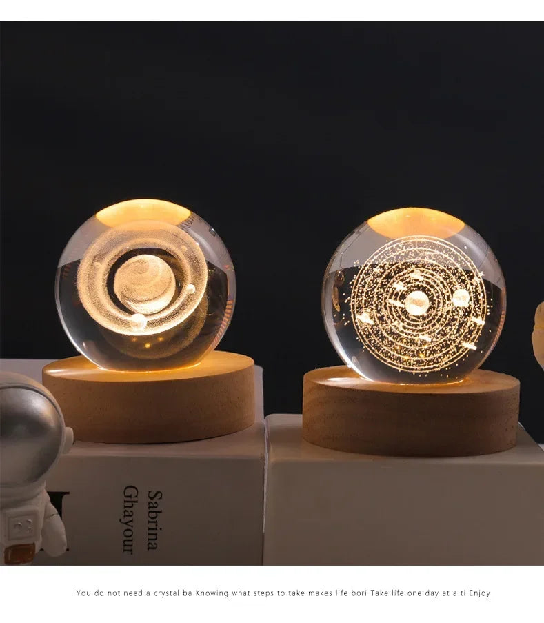 2025 NEW 3D Crystal Ball Light Carving Solar System Galaxy Valentine's Day/ Birthday Gift LED Luminous Planet Night Lights
