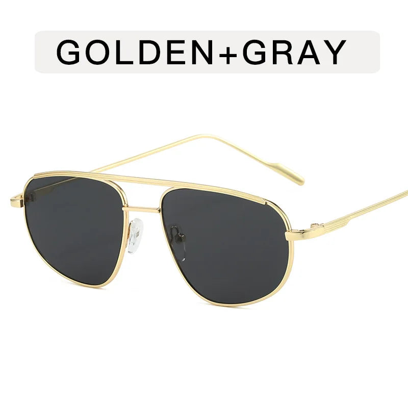 Metal Punk Square Pilot Luxury Brand Metal Half Frame Sunglasses Gradient Shades