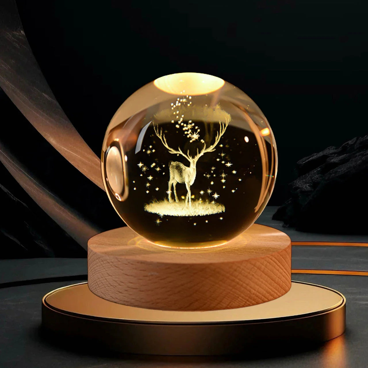 3D Crystal ball Night Light DIY Laser Engraved Solar System Globe Astronomy and More Desktop Decoration