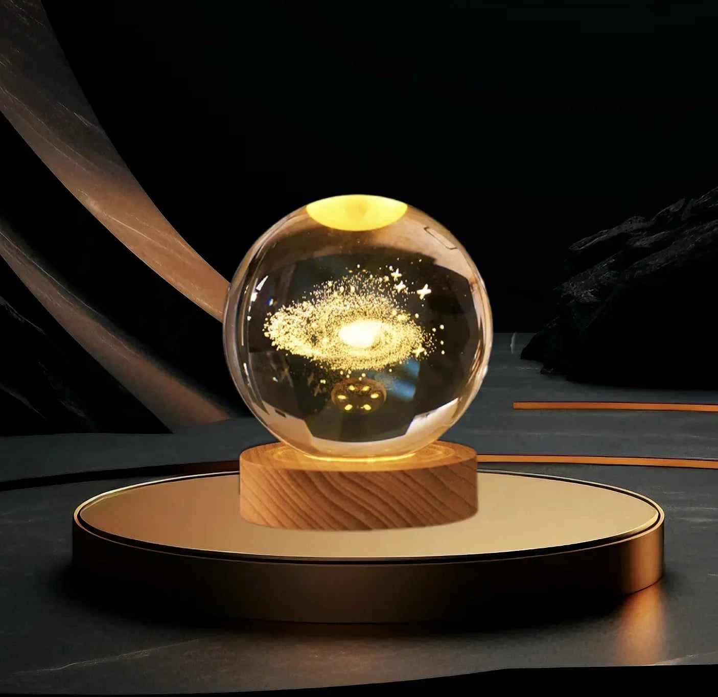3D Crystal ball Night Light DIY Laser Engraved Solar System Globe Astronomy and More Desktop Decoration