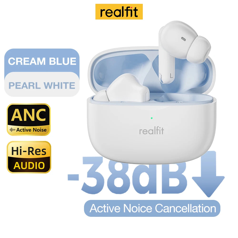 Realfit F3 ANC Active Noise Cancellation Bluetooth Earphones ENC Call HIFI Stereo Superb Bass Wireless Earbuds Sport Gaming