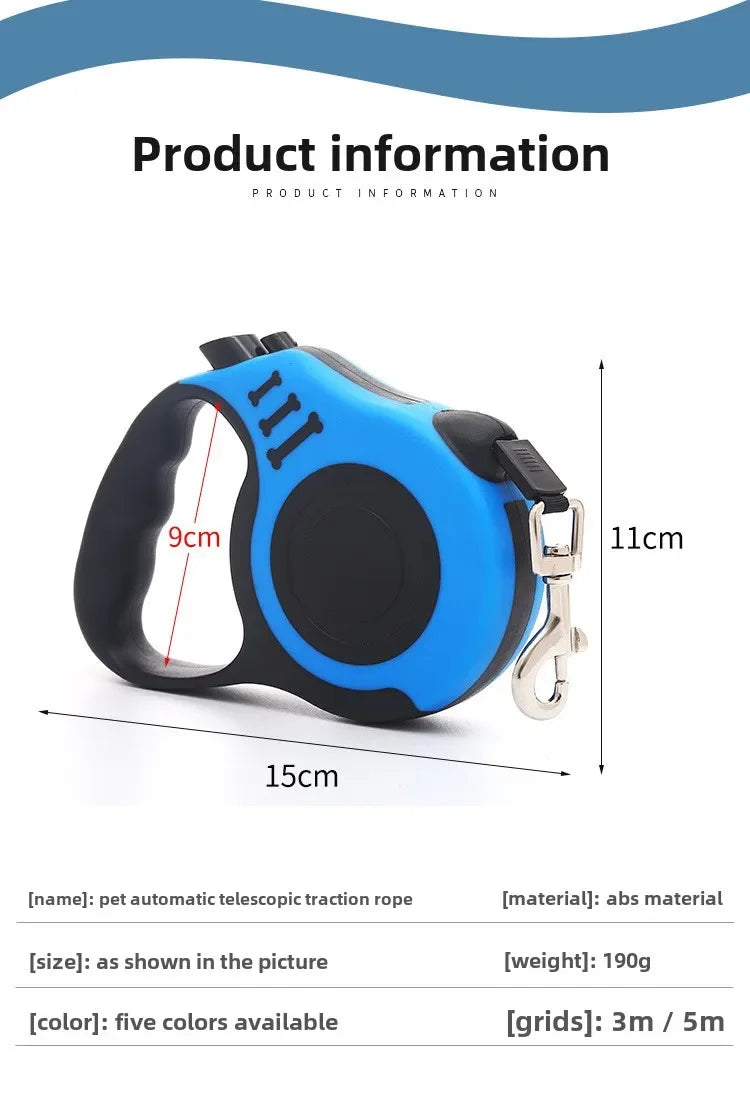3m 5m Dog Strong Nylon Automatic Retractable Durable Leash