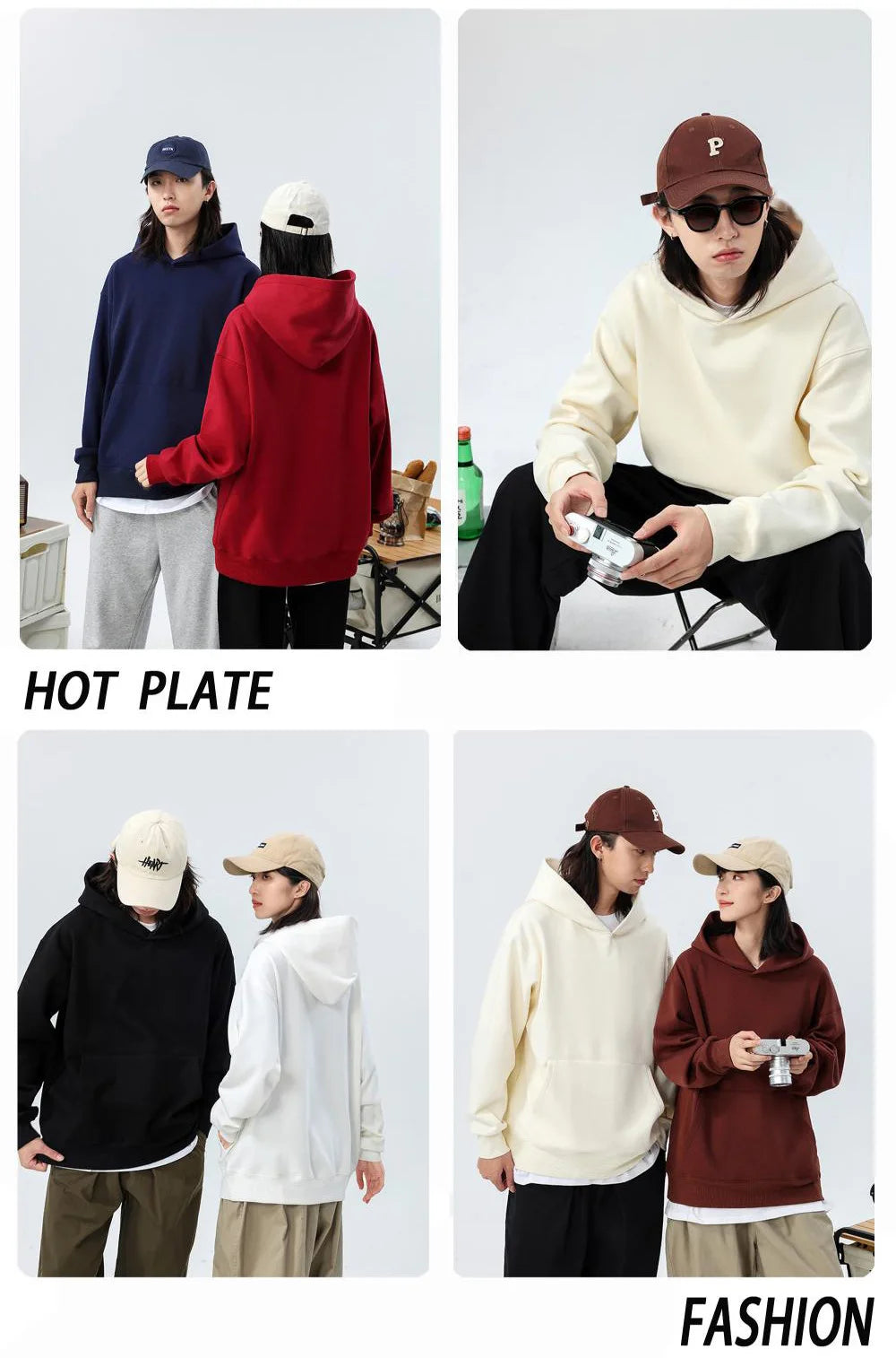480gsm Heavy Weight Cotton Plus Velvet Hooded Sweater Thickened Tight Polar Fleece Pullover Hoodie