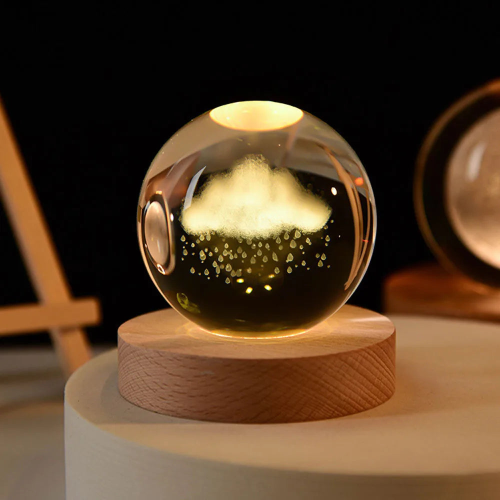 3D Crystal ball Night Light DIY Laser Engraved Solar System Globe Astronomy and More Desktop Decoration