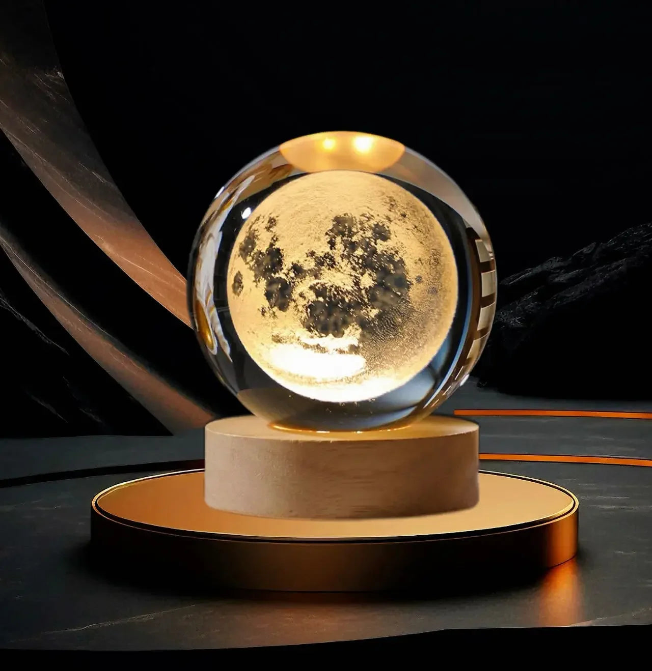 3D Crystal ball Night Light DIY Laser Engraved Solar System Globe Astronomy and More Desktop Decoration