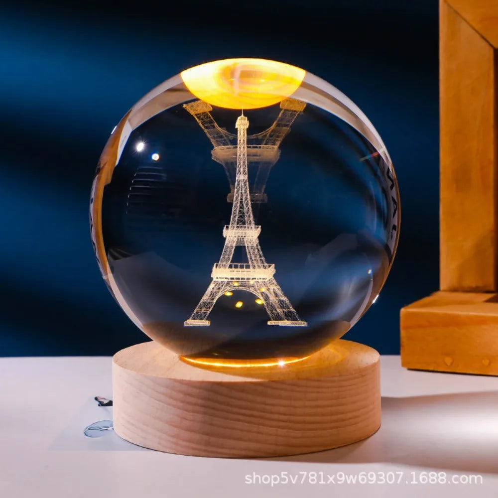 3D Axolotl and more Laser Engraved Crystal Ball Colored Night Light, Gift/Home Decoration