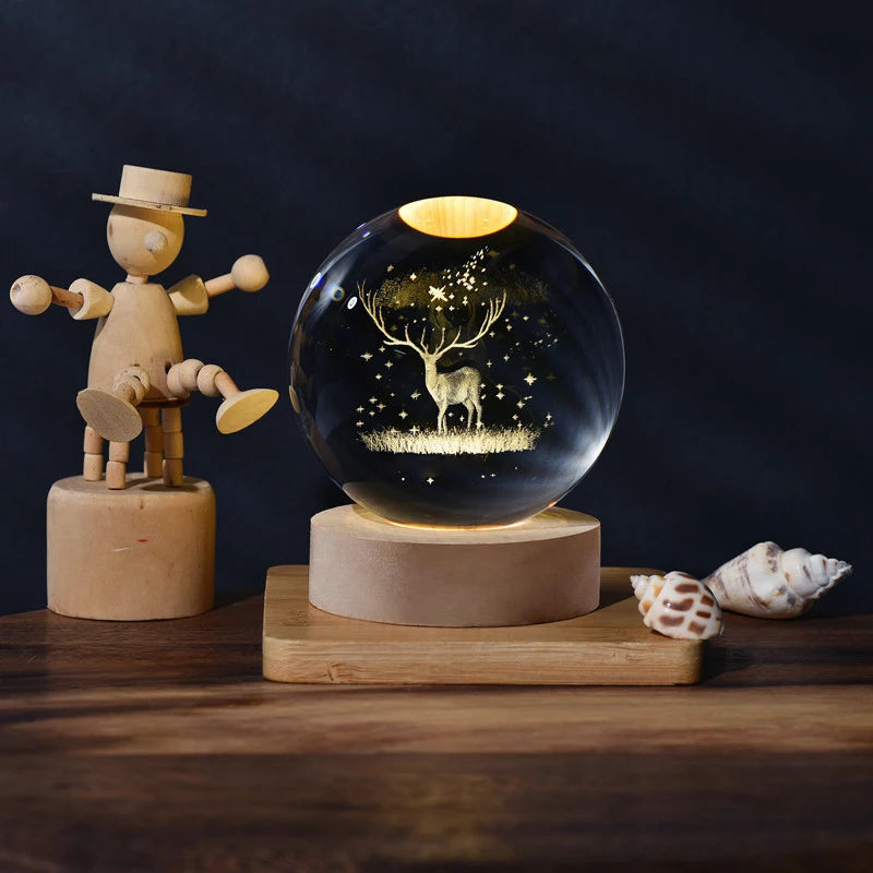 2025 NEW 3D Crystal Ball Light Carving Solar System Galaxy Valentine's Day/ Birthday Gift LED Luminous Planet Night Lights