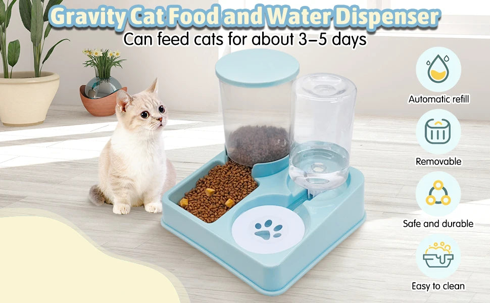 2 In 1 Tilted Automatic Gravity Pet Feeder Water Dispenser Set