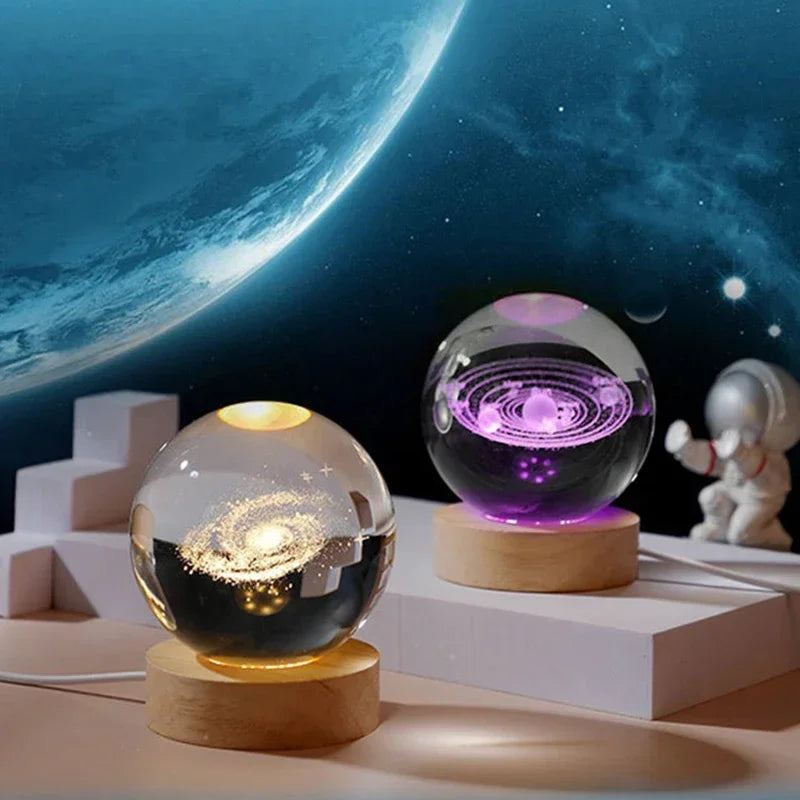 2025 NEW 3D Crystal Ball Light Carving Solar System Galaxy Valentine's Day/ Birthday Gift LED Luminous Planet Night Lights