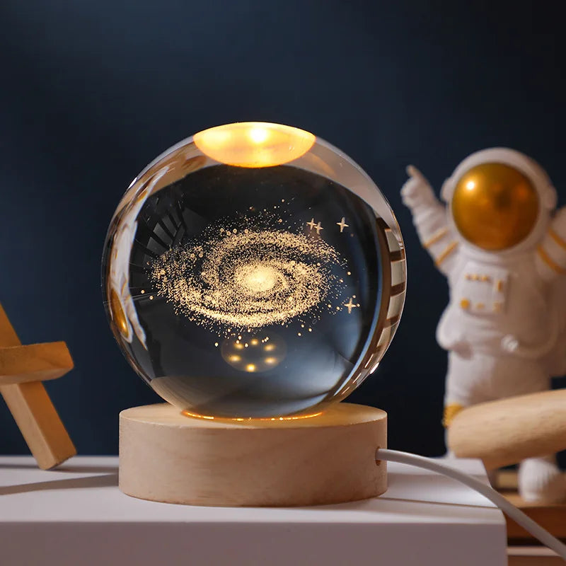 2025 NEW 3D Crystal Ball Light Carving Solar System Galaxy Valentine's Day/ Birthday Gift LED Luminous Planet Night Lights