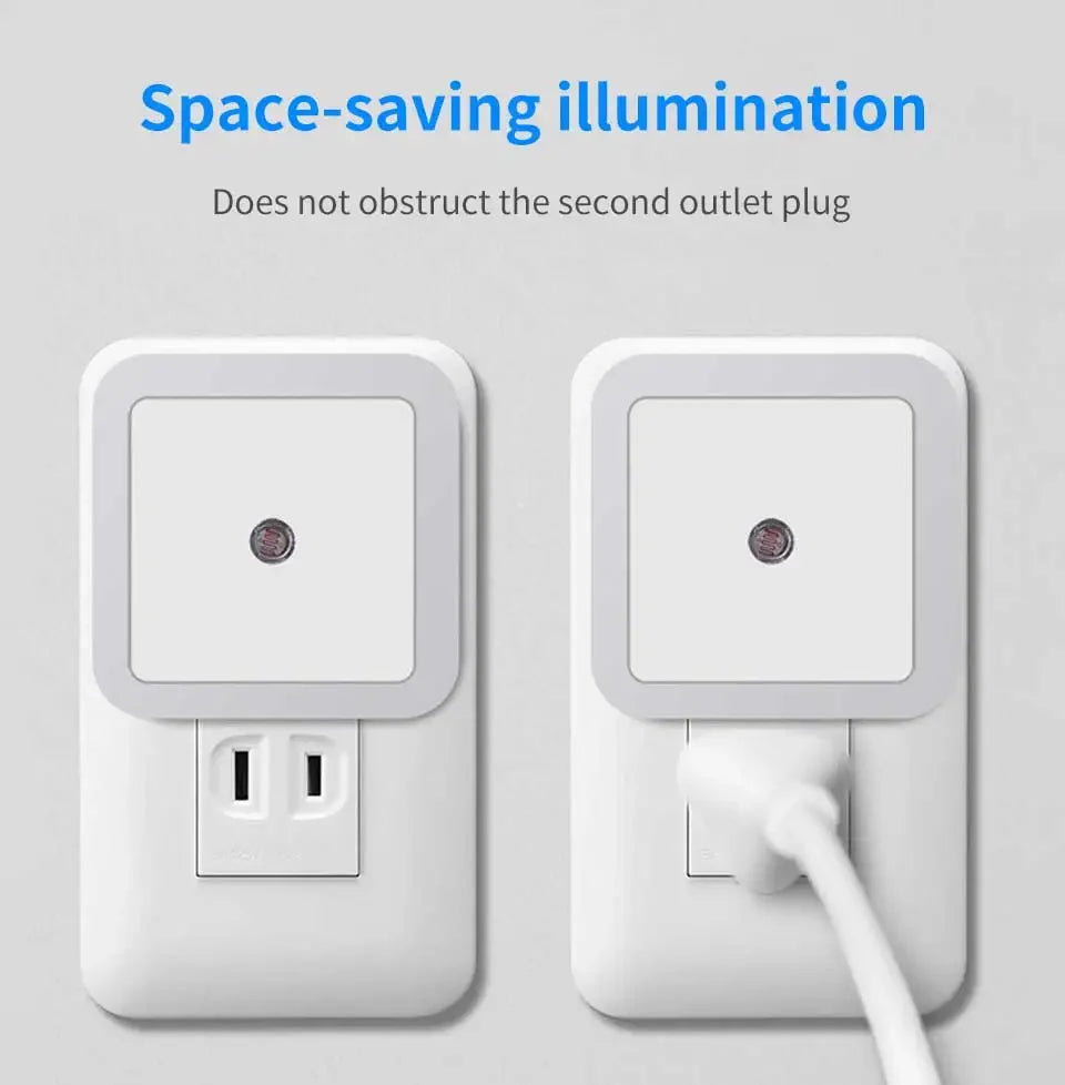 LED Night Light Smart Light Sensor Control 110-240V Plug in Wall Nightlight