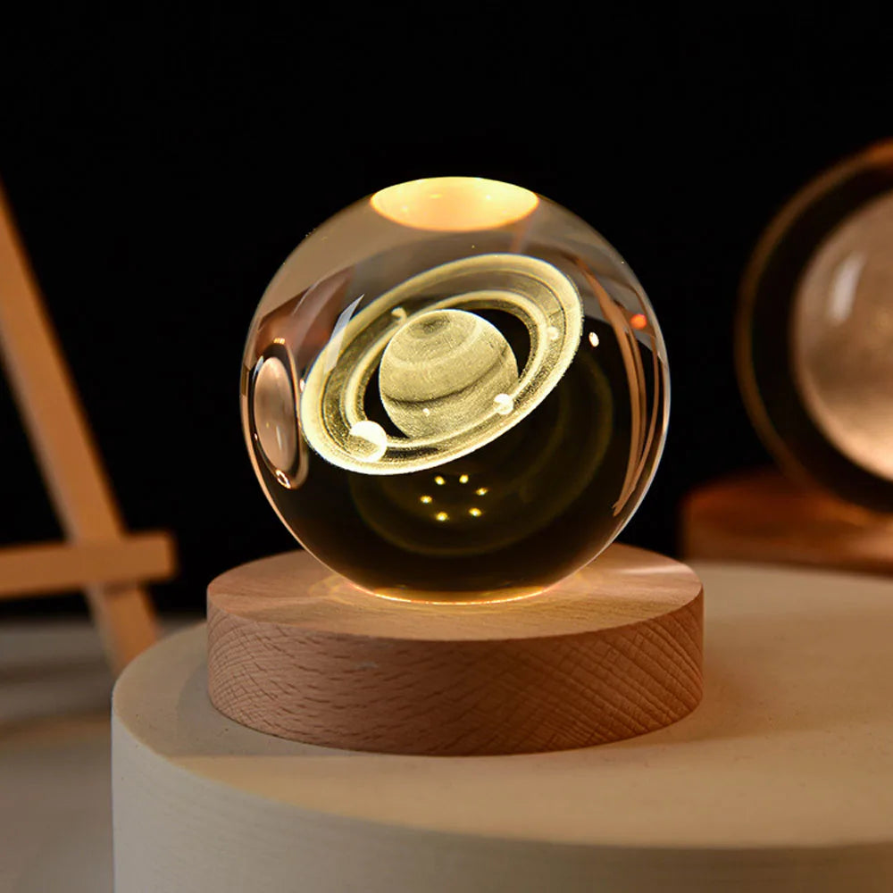 2025 NEW 3D Crystal Ball Light Carving Solar System Galaxy Valentine's Day/ Birthday Gift LED Luminous Planet Night Lights