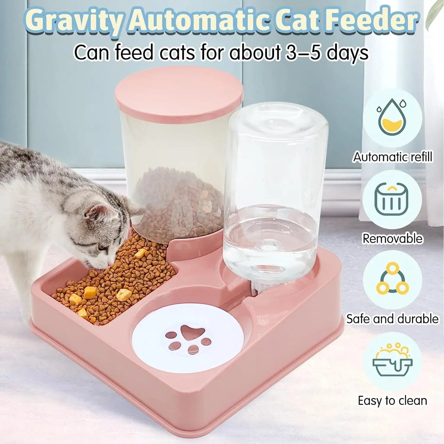 2 In 1 Tilted Automatic Gravity Pet Feeder Water Dispenser Set