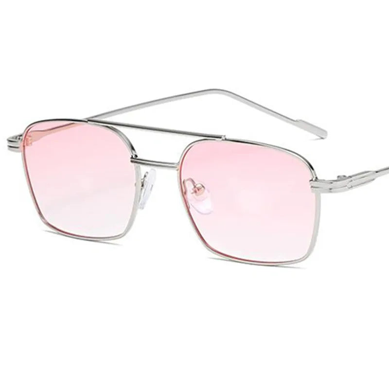 Unisex Double Beam Anti-UV Spectacles Ornamental Alloy Frame Sunglasses