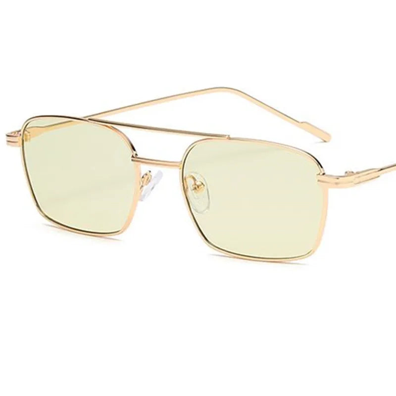 Unisex Double Beam Anti-UV Spectacles Ornamental Alloy Frame Sunglasses