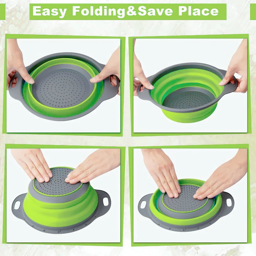 Silicone Round Folding Colander Strainer Basket