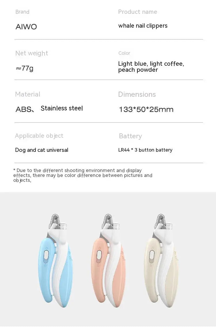Pet nail clippers, Convenient LED electric nail grinder
