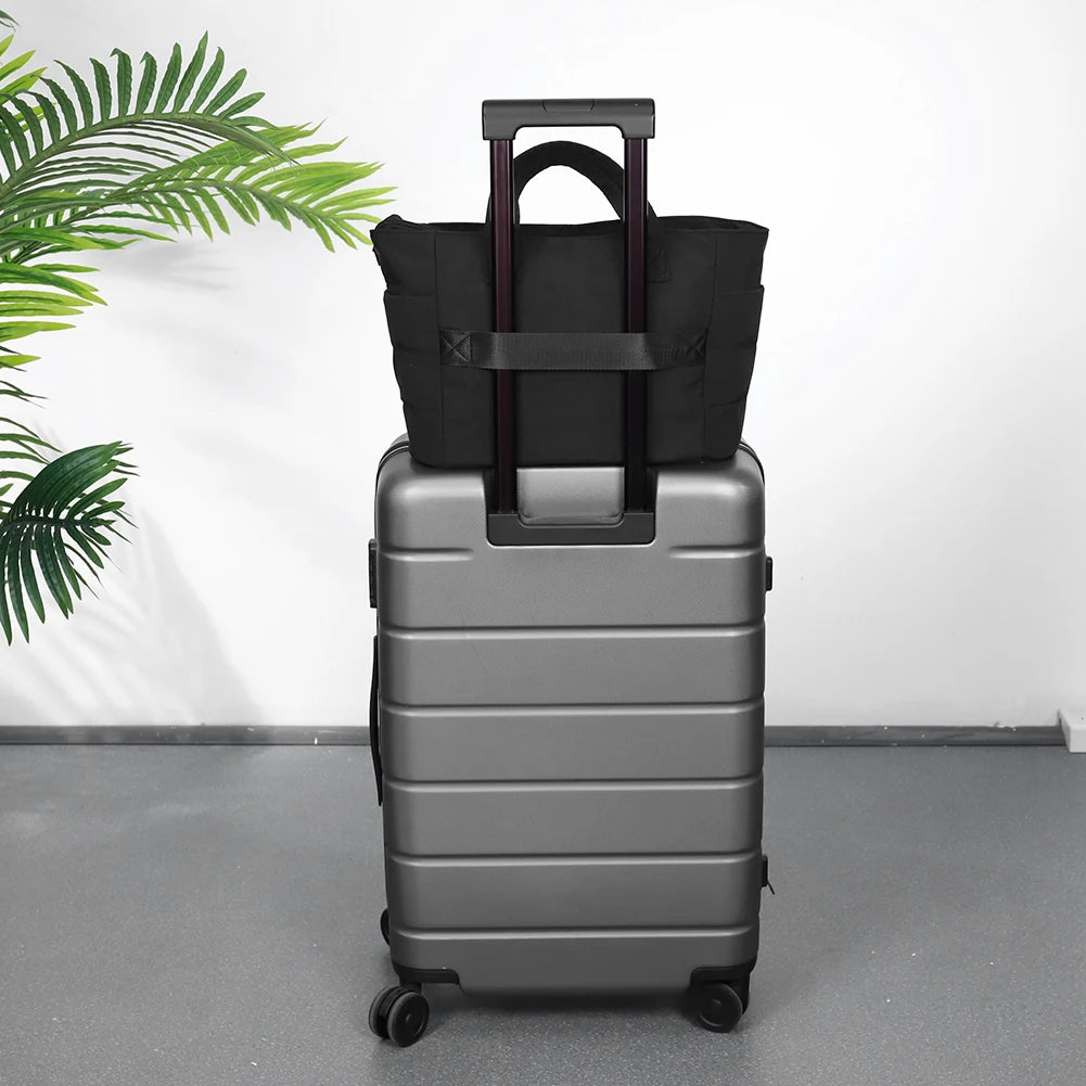 Puffer Tote Bag for Women Lightweight Down Cotton Padded Crossbody Bag Large Capacity