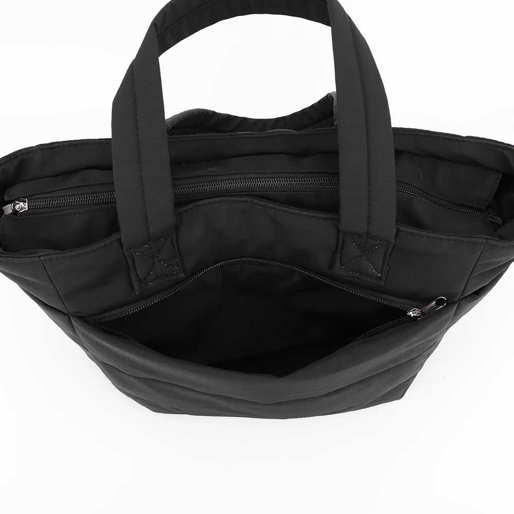 Puffer Tote Bag for Women Lightweight Down Cotton Padded Crossbody Bag Large Capacity