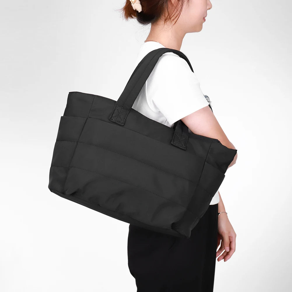 Puffer Tote Bag for Women Lightweight Down Cotton Padded Crossbody Bag Large Capacity