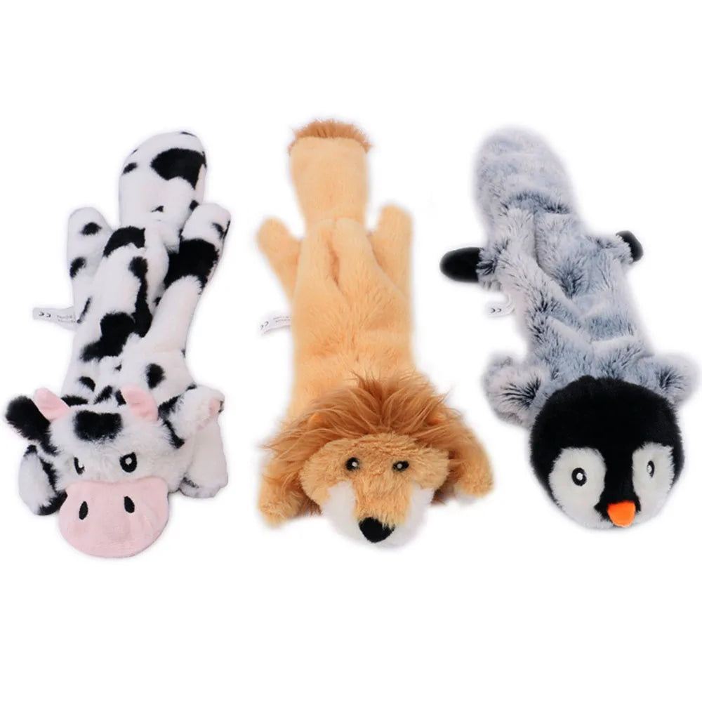 Funny Durable Plush Simulated Crinkle Animal No Stuffing Dog Toy with Squeakers