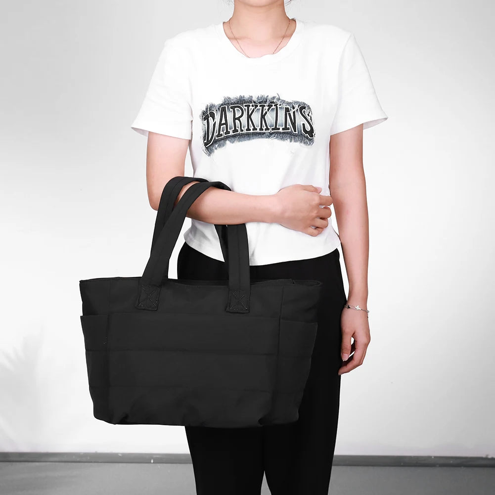 Puffer Tote Bag for Women Lightweight Down Cotton Padded Crossbody Bag Large Capacity