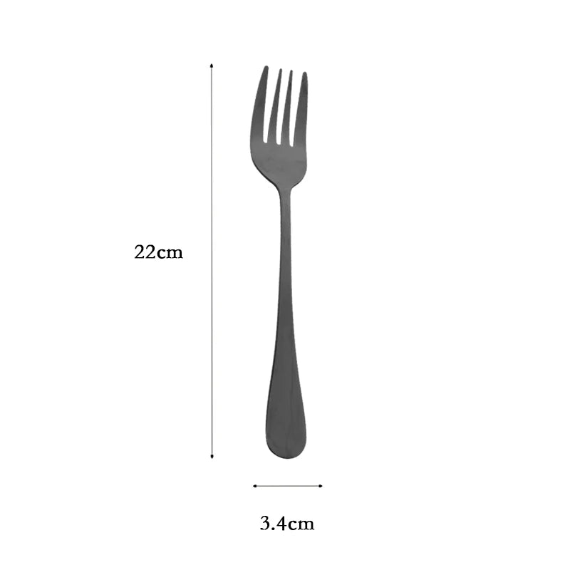 Black Stainless Steel Dinnerware Pieces Flatware Soup Spoon, Colander Spoon, Service Spoon, Salad Fork, Cake Spatula