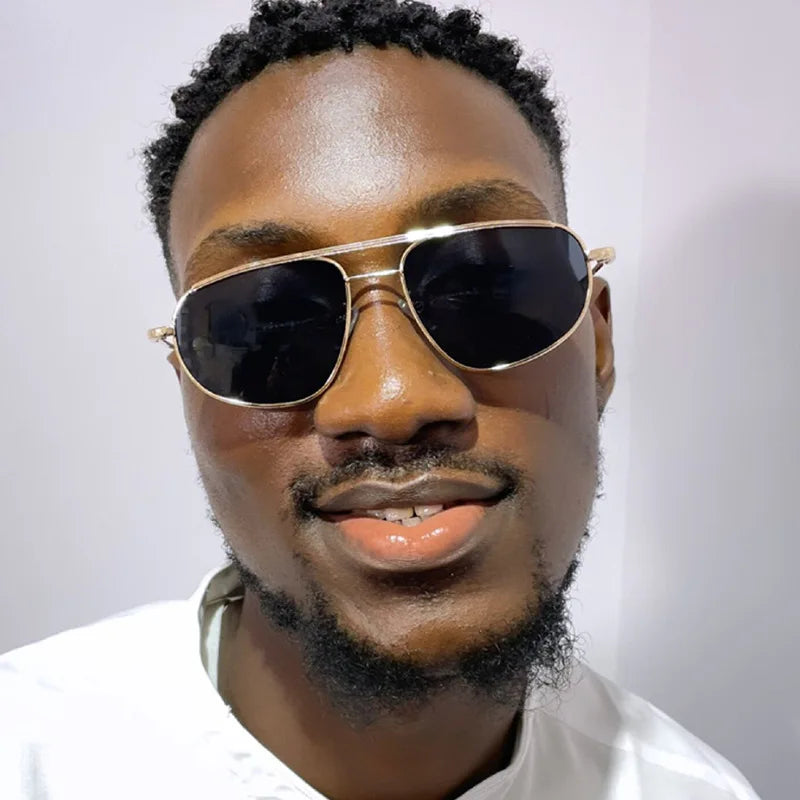 Metal Punk Square Pilot Luxury Brand Metal Half Frame Sunglasses Gradient Shades