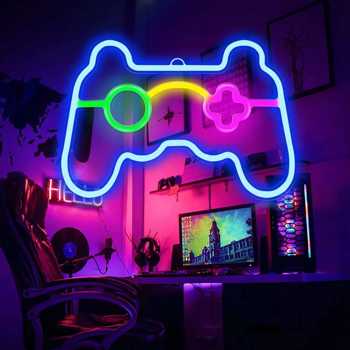 USB Game Console Handle Shape and Other Room Decoration LED Neon Lights