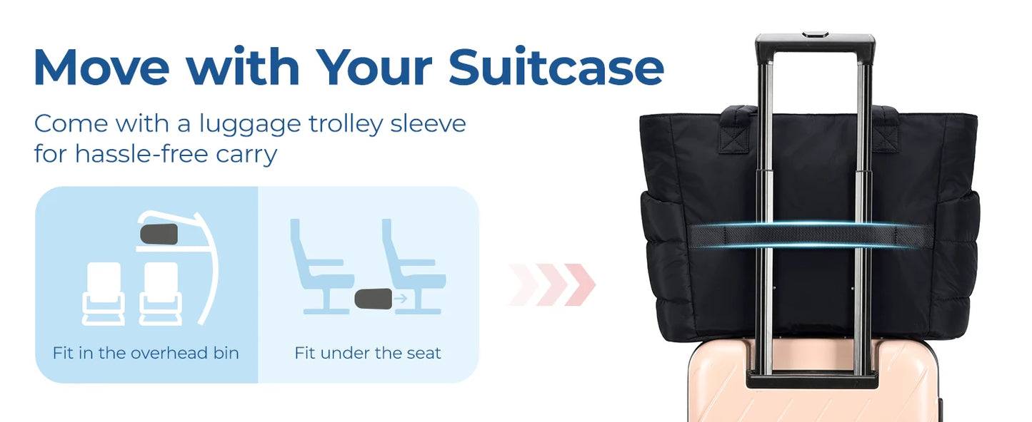 Tote Bag Puffy Padded Bags Leisure Commuting Handbag Large Capacity Storage Organizer