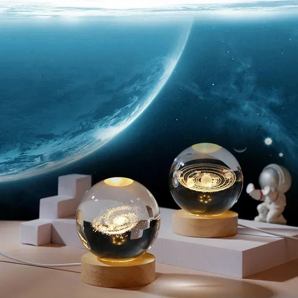 6CM 3D Crystal Ball Lamp With Galaxy And Planetary Projection USB Night Light For Bedroom Decor Plasma Ball Gift