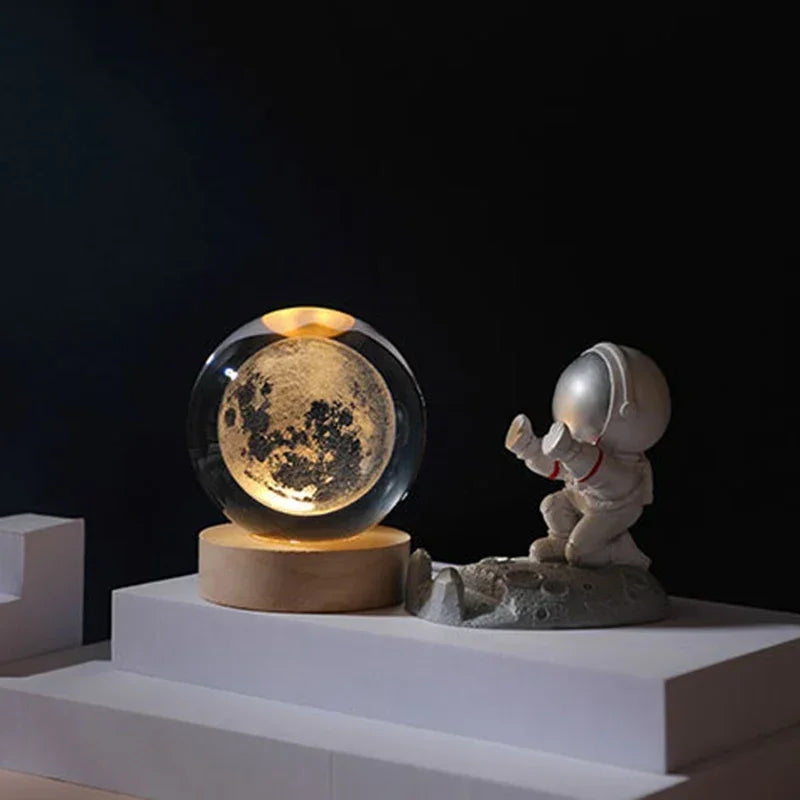 2025 NEW 3D Crystal Ball Light Carving Solar System Galaxy Valentine's Day/ Birthday Gift LED Luminous Planet Night Lights