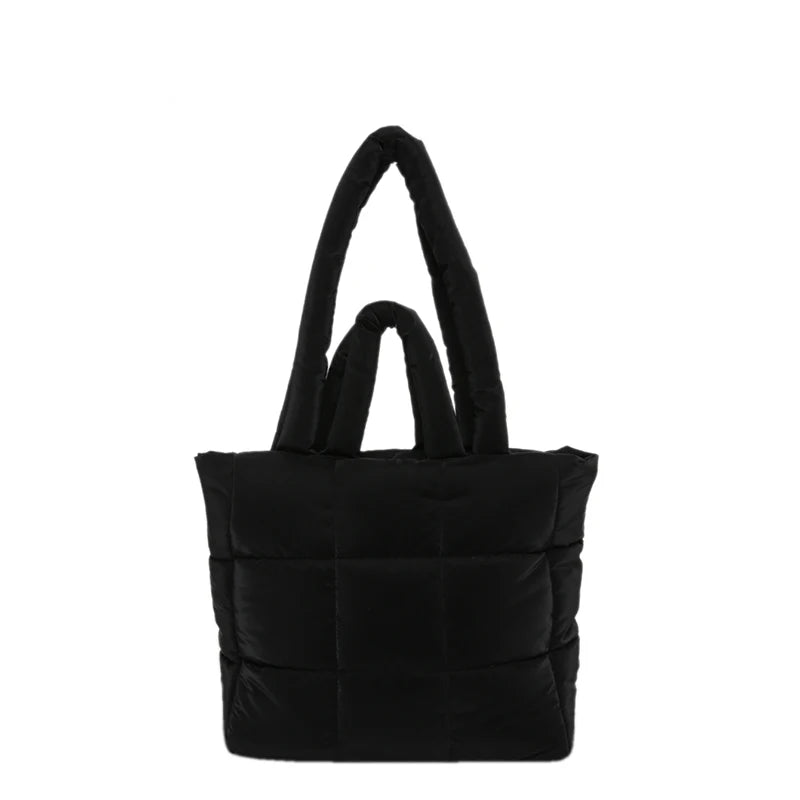 Puffer Tote Bag for Women Lightweight Down Cotton Padded Crossbody Bag Large Capacity