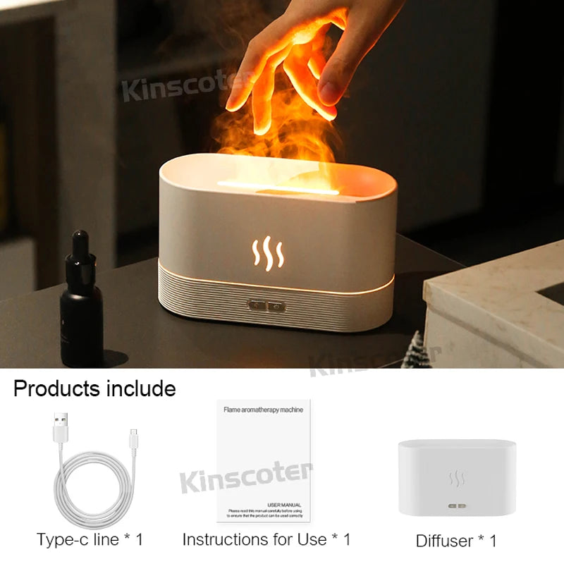 Aroma Diffuser Air Humidifier Ultrasonic Cool Mist Maker Fogger Led Essential Oil Flame Lamp Diffuser