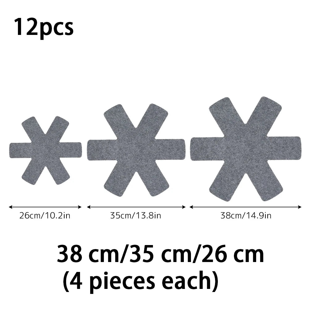 15/12Pc Pot Pan Protectors Non-stick Divider Pads Prevent Scratching Protect Surfaces for Cookware Kitchen Accessories
