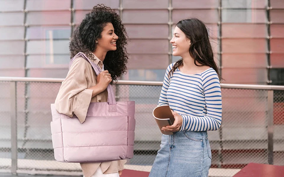 Puffy Tote Bag Big Square Cotton Padded Quilting Shoulder Bag