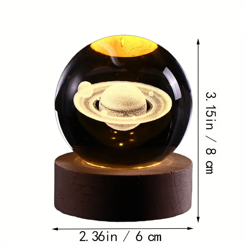 2025 NEW 3D Crystal Ball Light Carving Solar System Galaxy Valentine's Day/ Birthday Gift LED Luminous Planet Night Lights