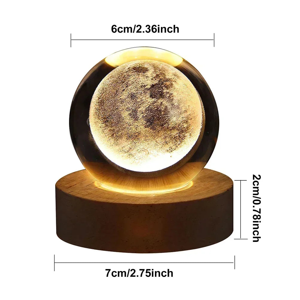 6CM 3D Crystal Ball Lamp With Galaxy And Planetary Projection USB Night Light For Bedroom Decor Plasma Ball Gift