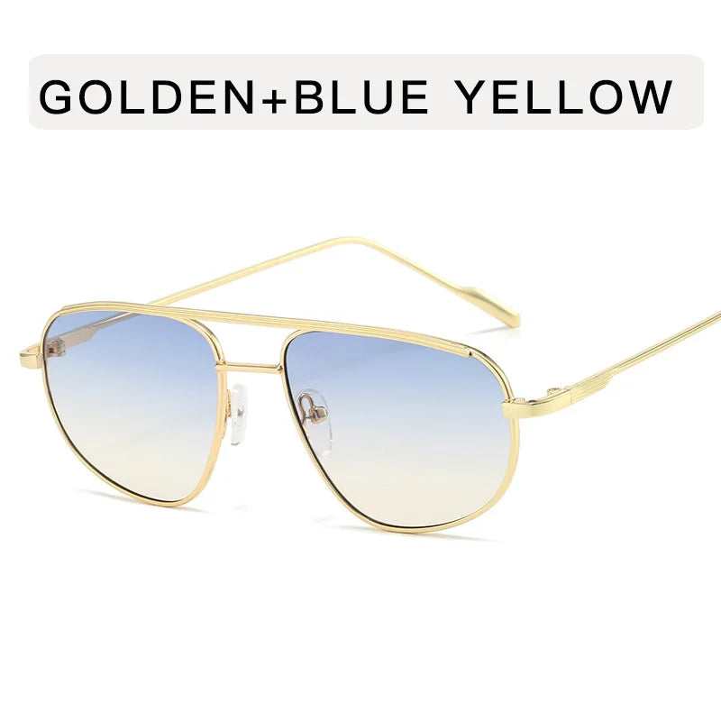 Metal Punk Square Pilot Luxury Brand Metal Half Frame Sunglasses Gradient Shades