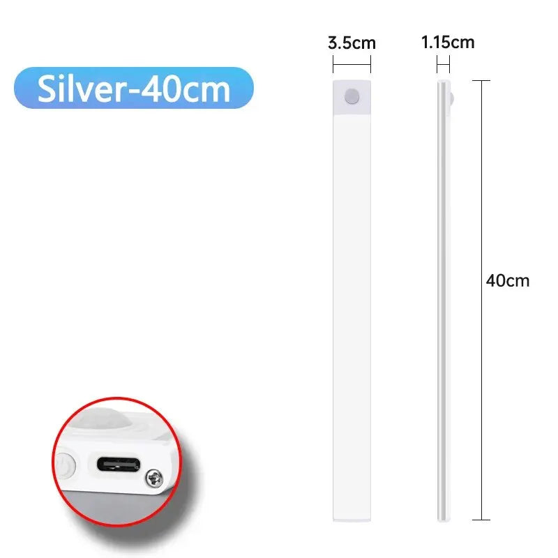 LED Cabinet Light USB Type-C Rechargeable Motion Sensor Led Lamp 10cm/20cm/30cm/40cm/50cm
