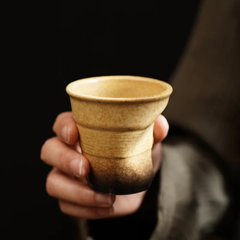 80ml espresso cup Cross-border creative Retro coarse pottery hand pleated cup