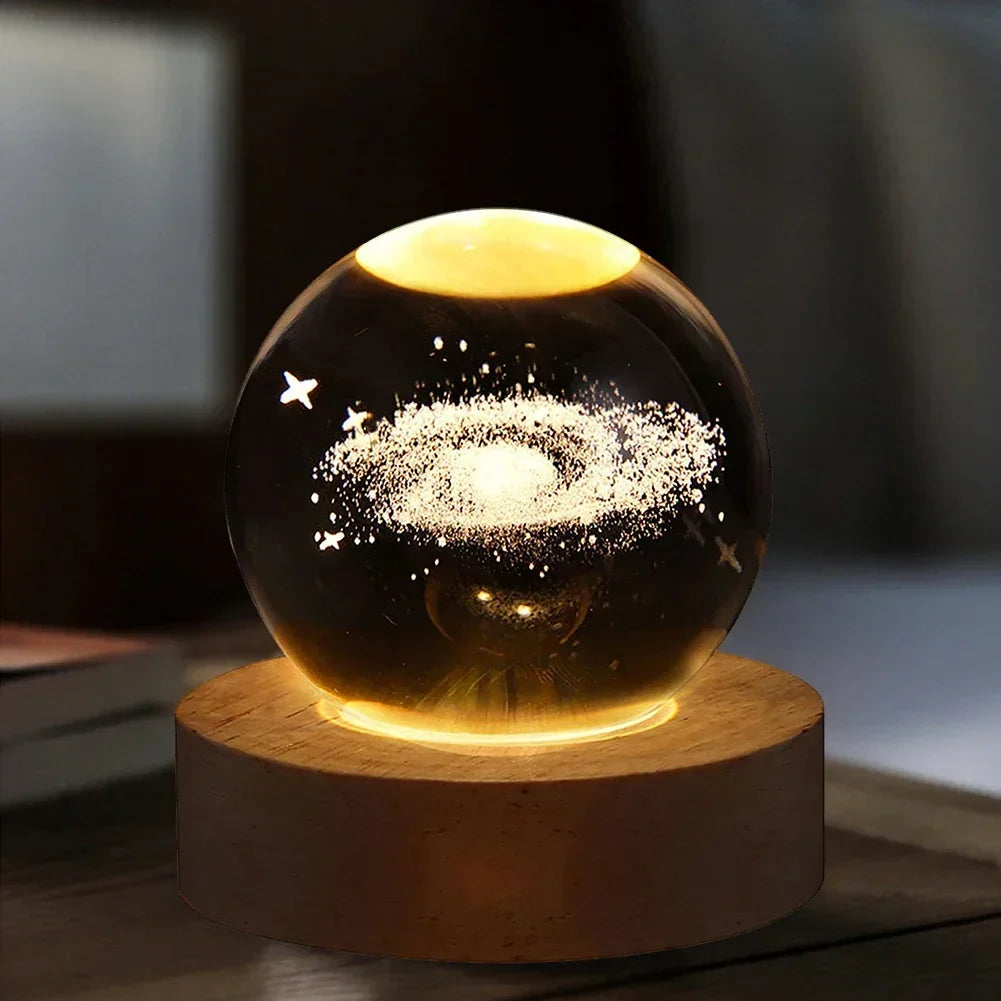 Hot USB Powered Galaxy Crystal Ball Lamp 3D Illuminated Moon Light Tabletop Decoration Night Light