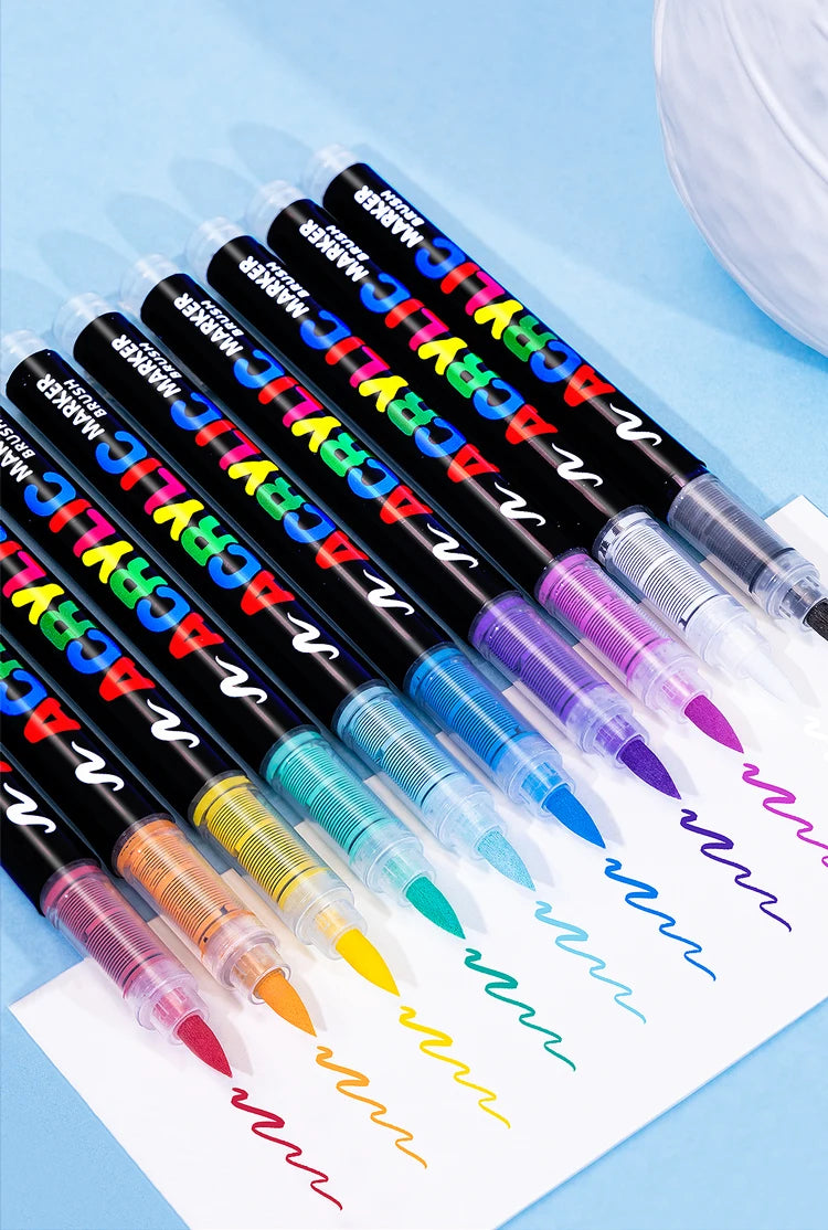 12-120 Colors Acrylic Paint Pens Markers Brush Tip Paint Markers For Rock Painting Wood Canvas Stone,Christmas Gift DIY Crafts